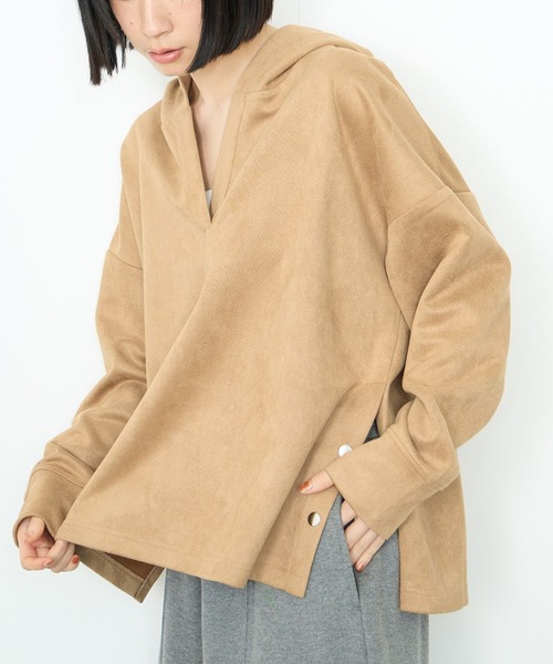 Mac-House（マックハウス）の「起毛ダンボールパーカー（パーカー・レディース・チャコールグレー/アイボリー/キャメル・FREE）」の3枚目の写真