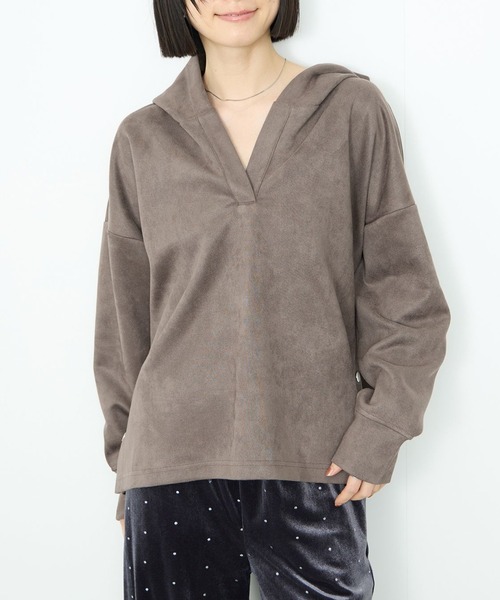 Mac-House（マックハウス）の「起毛ダンボールパーカー（パーカー・レディース・チャコールグレー/アイボリー/キャメル・FREE）」の2枚目の写真