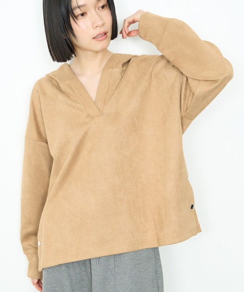 Mac-House（マックハウス）の「起毛ダンボールパーカー（パーカー・レディース・チャコールグレー/アイボリー/キャメル・FREE）」の11枚目の写真