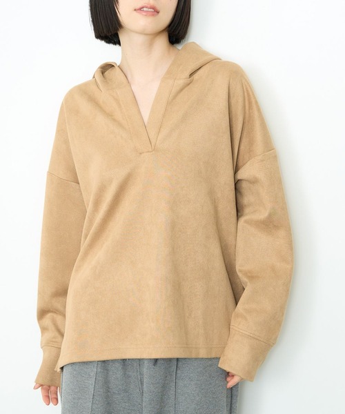 Mac-House（マックハウス）の「起毛ダンボールパーカー（パーカー・レディース・チャコールグレー/アイボリー/キャメル・FREE）」の12枚目の写真