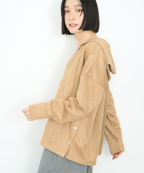 Mac-House（マックハウス）の「起毛ダンボールパーカー（パーカー・レディース・チャコールグレー/アイボリー/キャメル・FREE）」の13枚目の写真