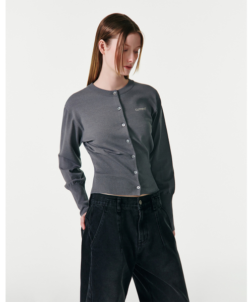 ESSENTIAL LOGO KNIT CARDIGAN [MELLANGE GRAY]