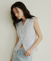 ADAUL（アダウル）の「Corn linen sleeveless vest - blue（ベスト）」