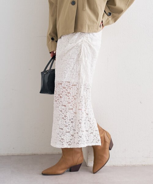 mystic(ミスティック)の「レースミドル スカート(スカート・レディース・ブラック/オフホワイト・FREE)」の3枚目の写真