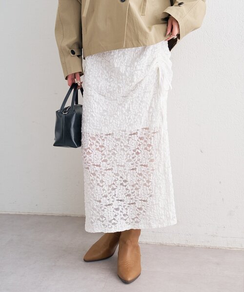 mystic(ミスティック)の「レースミドル スカート(スカート・レディース・ブラック/オフホワイト・FREE)」の4枚目の写真