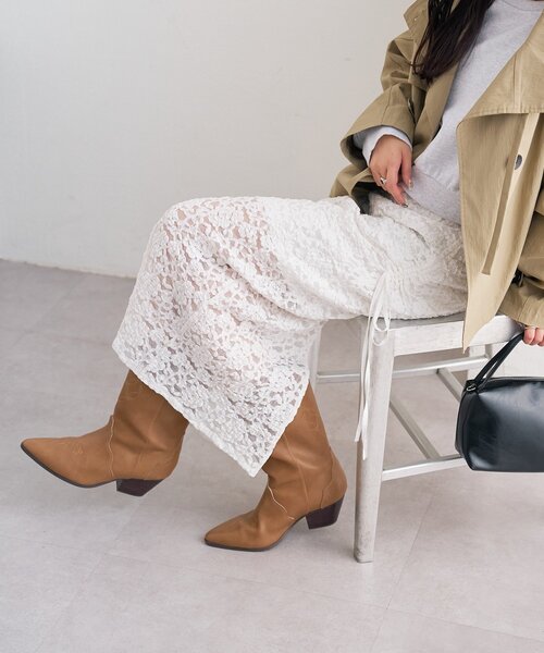 mystic(ミスティック)の「レースミドル スカート(スカート・レディース・ブラック/オフホワイト・FREE)」の8枚目の写真