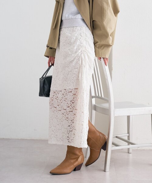 mystic(ミスティック)の「レースミドル スカート(スカート・レディース・ブラック/オフホワイト・FREE)」の10枚目の写真