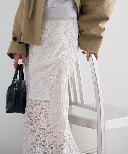 mystic(ミスティック)の「レースミドル スカート(スカート・レディース・ブラック/オフホワイト・FREE)」の11枚目の写真