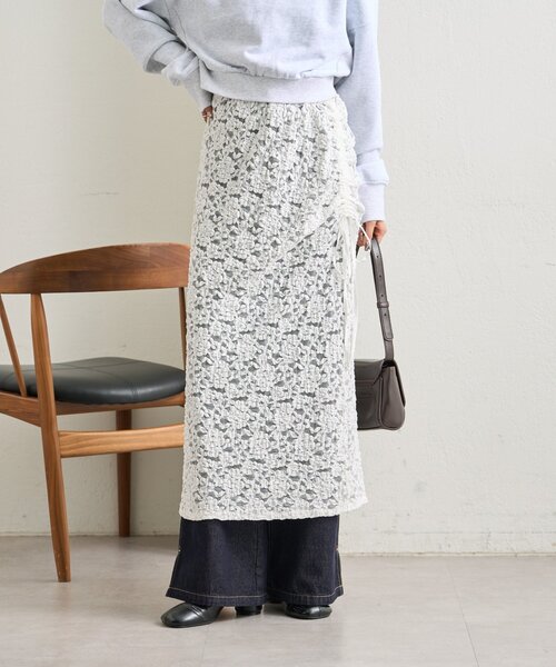 mystic(ミスティック)の「レースミドル スカート(スカート・レディース・ブラック/オフホワイト・FREE)」の18枚目の写真