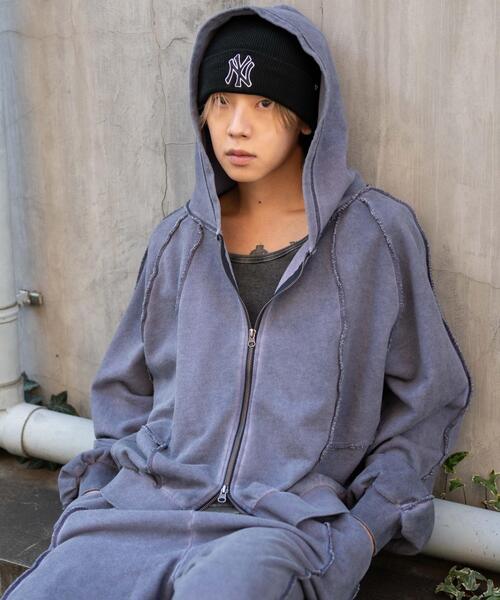 WEGO（ウィゴー）の「WEGO/【26年春夏新作】スウィッチングZIPパーカー（パーカー・メンズ・ネイビー/ブラウン/ピンク/ブラック/ブラック系その他/杢グレー・MEDIUM/LARGE）」の6枚目の写真