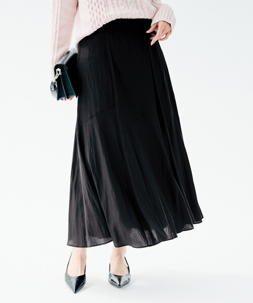 UNTITLED(アンタイトル)の「【洗える/後ろウエストゴム】ロングスカート(スカート・レディース・ネイビー/サックスブルー/ブラック/ナチュラル・03/02/01/00/50/48/46/44/42/04)」の6枚目の写真