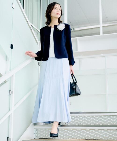 UNTITLED(アンタイトル)の「【洗える/後ろウエストゴム】ロングスカート(スカート・レディース・ネイビー/サックスブルー/ブラック/ナチュラル・03/02/01/00/50/48/46/44/42/04)」の14枚目の写真