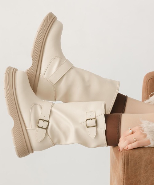 VIVIAN（ヴィヴィアン）の「yumi.×VIVIAN コラボ厚底ストレッチエンジニアブーツ（ブーツ・レディース・ダークブラウン/ブラック/ベージュ・L/M/S/LL）」の3枚目の写真