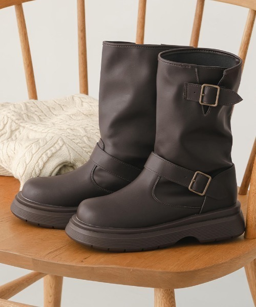 VIVIAN（ヴィヴィアン）の「yumi.×VIVIAN コラボ厚底ストレッチエンジニアブーツ（ブーツ・レディース・ダークブラウン/ブラック/ベージュ・L/M/S/LL）」の6枚目の写真