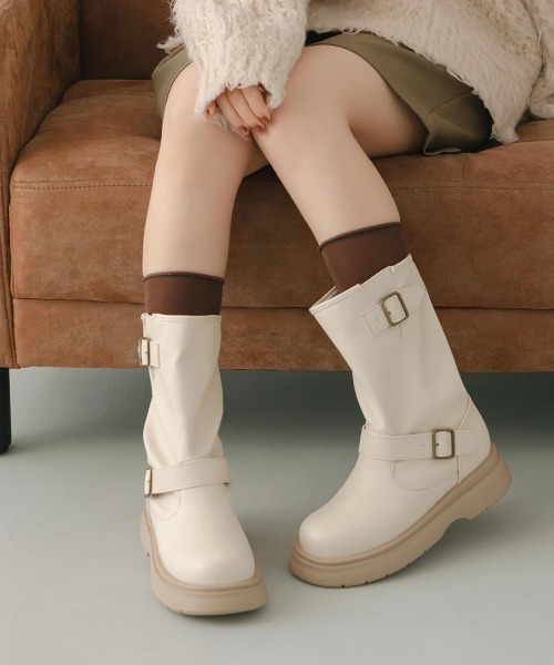 VIVIAN（ヴィヴィアン）の「yumi.×VIVIAN コラボ厚底ストレッチエンジニアブーツ（ブーツ・レディース・ダークブラウン/ブラック/ベージュ・L/M/S/LL）」の14枚目の写真