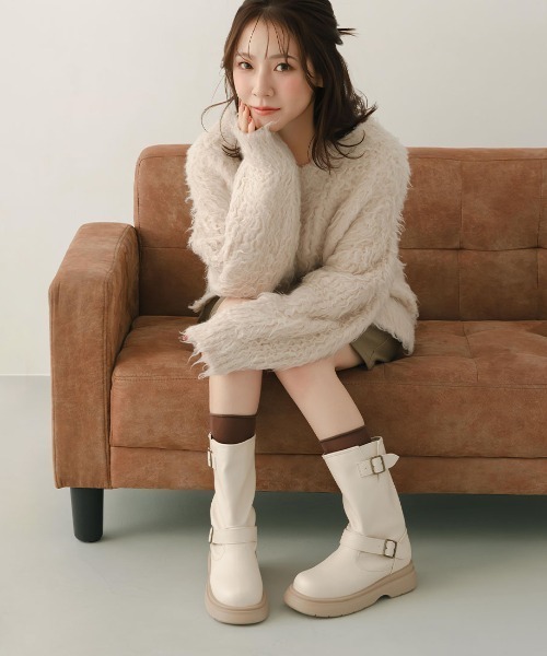 VIVIAN（ヴィヴィアン）の「yumi.×VIVIAN コラボ厚底ストレッチエンジニアブーツ（ブーツ・レディース・ダークブラウン/ブラック/ベージュ・L/M/S/LL）」の18枚目の写真