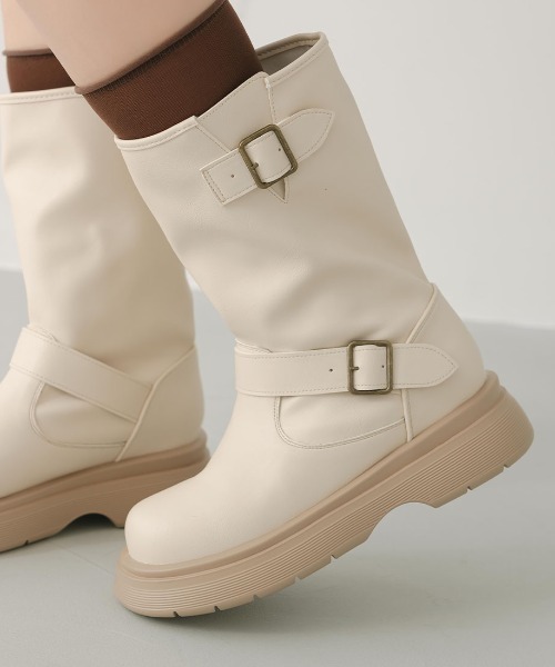 VIVIAN（ヴィヴィアン）の「yumi.×VIVIAN コラボ厚底ストレッチエンジニアブーツ（ブーツ・レディース・ダークブラウン/ブラック/ベージュ・L/M/S/LL）」の13枚目の写真