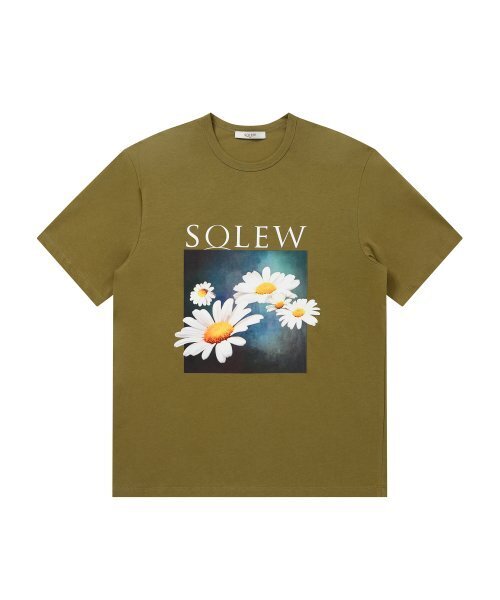 SOLEW(ソル)の「フラワーグラフィック半袖Tシャツ_カーキ(Tシャツ/カットソー・メンズ・その他・SMALL/MEDIUM/LARGE/X-LARGE/X-SMALL)」の1枚目の写真