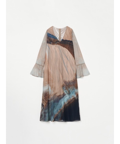 sahara(サハラ)の「Nature Print Layered Dress/ネイチャープリントレイヤードドレス(ドレス・レディース・ブルー/ブラック/ベージュ・FREE)」の5枚目の写真