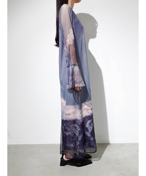 sahara(サハラ)の「Nature Print Layered Dress/ネイチャープリントレイヤードドレス(ドレス・レディース・ブルー/ブラック/ベージュ・FREE)」の19枚目の写真