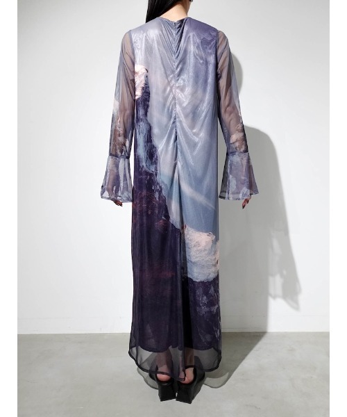 sahara(サハラ)の「Nature Print Layered Dress/ネイチャープリントレイヤードドレス(ドレス・レディース・ブルー/ブラック/ベージュ・FREE)」の20枚目の写真