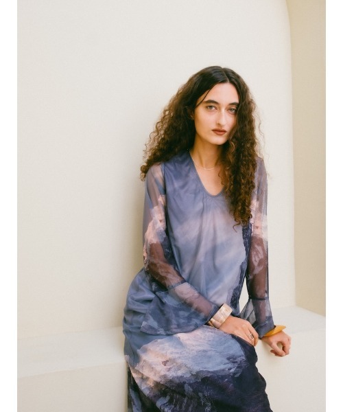 sahara(サハラ)の「Nature Print Layered Dress/ネイチャープリントレイヤードドレス(ドレス・レディース・ブルー/ブラック/ベージュ・FREE)」の15枚目の写真