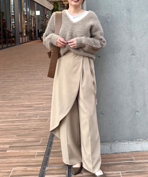 サイドラップワイドパンツ（スラックス）｜STYLEMIXER（スタイル