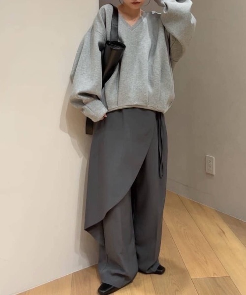 サイドラップワイドパンツ（スラックス）｜STYLEMIXER（スタイル