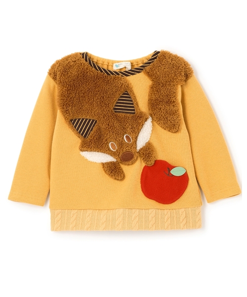 baby cheer(ベイビーチアー)の「キツネトレーナー(スウェット・キッズ・マスタード/ブルー・110cm/90cm/120cm/80cm/100cm)」の11枚目の写真