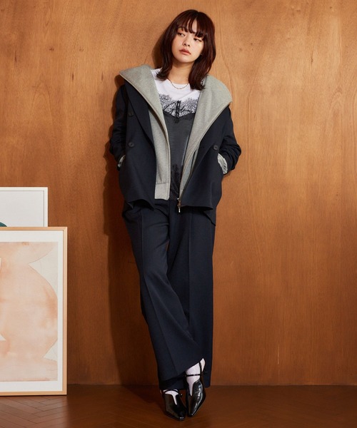 mysty woman（ミスティウーマン）の「モノトーンロゴTEE 645277（Tシャツ/カットソー・レディース・オフホワイト/ブラック・FREE）」の5枚目の写真