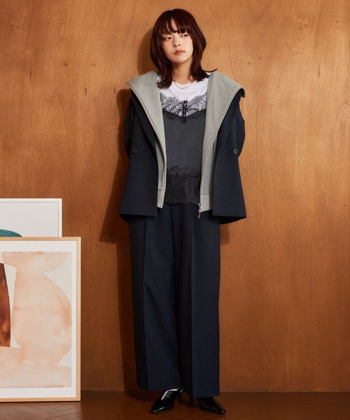 mysty woman（ミスティウーマン）の「モノトーンロゴTEE 645277（Tシャツ/カットソー・レディース・オフホワイト/ブラック・FREE）」の6枚目の写真