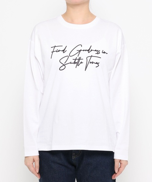 mysty woman（ミスティウーマン）の「モノトーンロゴTEE 645277（Tシャツ/カットソー・レディース・オフホワイト/ブラック・FREE）」の7枚目の写真