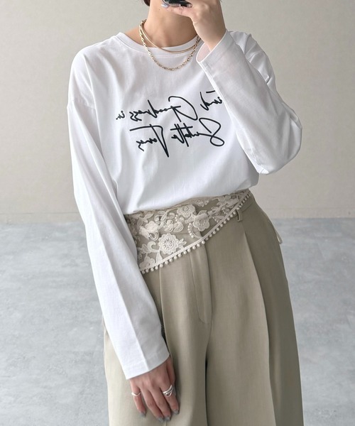 mysty woman(ミスティウーマン)の「モノトーンロゴTEE 645277(Tシャツ/カットソー・レディース・オフホワイト/ブラック・FREE)」の20枚目の写真