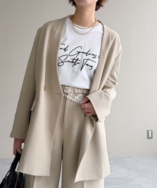 mysty woman(ミスティウーマン)の「モノトーンロゴTEE 645277(Tシャツ/カットソー・レディース・オフホワイト/ブラック・FREE)」の19枚目の写真