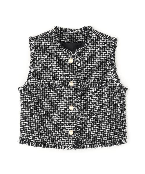 NATURAL BEAUTY BASIC（ナチュラルビューティーベーシック）の「◇ツイードシリーズ コンパクトジレ（その他アウター・レディース・ブラック系その他/ホワイト系その他・SMALL/MEDIUM）」の3枚目の写真