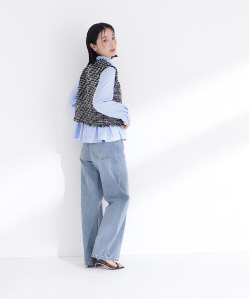 NATURAL BEAUTY BASIC（ナチュラルビューティーベーシック）の「◇ツイードシリーズ コンパクトジレ（その他アウター・レディース・ブラック系その他/ホワイト系その他・SMALL/MEDIUM）」の6枚目の写真