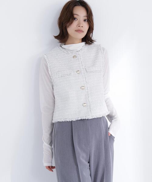 NATURAL BEAUTY BASIC（ナチュラルビューティーベーシック）の「◇ツイードシリーズ コンパクトジレ（その他アウター・レディース・ブラック系その他/ホワイト系その他・SMALL/MEDIUM）」の16枚目の写真