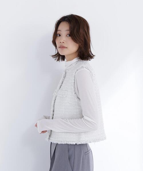 NATURAL BEAUTY BASIC（ナチュラルビューティーベーシック）の「◇ツイードシリーズ コンパクトジレ（その他アウター・レディース・ブラック系その他/ホワイト系その他・SMALL/MEDIUM）」の18枚目の写真