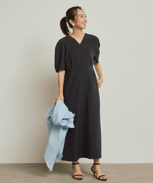 ASAUCE MELER（アソースメレ）の「ASAUCE MELER アソースメレ フランダースリネンガーゼストール AM26S-ST31（ストール/ショール・レディース・チャコールグレー/サックスブルー・FREE）」の5枚目の写真