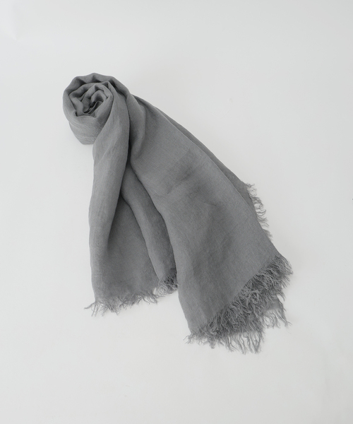 ASAUCE MELER（アソースメレ）の「ASAUCE MELER アソースメレ フランダースリネンガーゼストール AM26S-ST31（ストール/ショール・レディース・チャコールグレー/サックスブルー・FREE）」の6枚目の写真