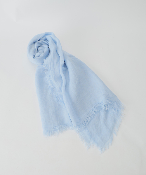 ASAUCE MELER（アソースメレ）の「ASAUCE MELER アソースメレ フランダースリネンガーゼストール AM26S-ST31（ストール/ショール・レディース・チャコールグレー/サックスブルー・FREE）」の11枚目の写真