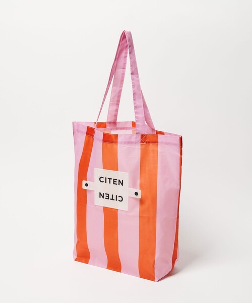 CITEN(シテン)の「<CITEN>くるくるパッチンストライプトート(エコバッグ/サブバッグ・レディース・イエロー/ライトブルー/ピンク・FREE)」の7枚目の写真