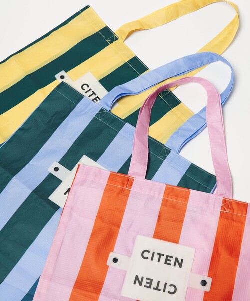 CITEN(シテン)の「<CITEN>くるくるパッチンストライプトート(エコバッグ/サブバッグ・レディース・イエロー/ライトブルー/ピンク・FREE)」の11枚目の写真