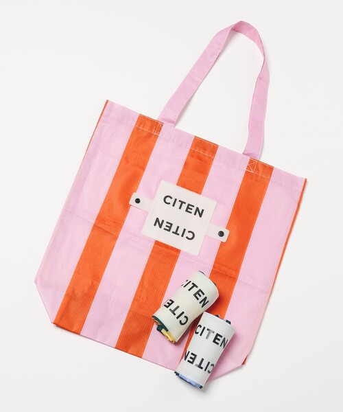 CITEN(シテン)の「<CITEN>くるくるパッチンストライプトート(エコバッグ/サブバッグ・レディース・イエロー/ライトブルー/ピンク・FREE)」の10枚目の写真