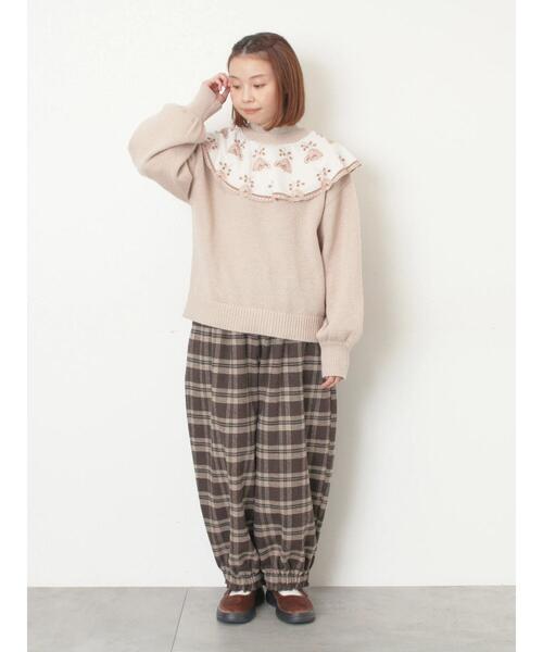 Samansa Mos2（サマンサ モスモス）の「【帯電防止裏地】ヘリンボーンバルーンパンツ《M/Lサイズ》（その他パンツ・レディース・チャコールグレー/ブラウン/キャメル/ベージュ・M/L）」の7枚目の写真