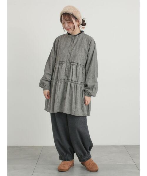 Samansa Mos2（サマンサ モスモス）の「【帯電防止裏地】ヘリンボーンバルーンパンツ《M/Lサイズ》（その他パンツ・レディース・チャコールグレー/ブラウン/キャメル/ベージュ・M/L）」の19枚目の写真