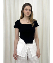 BAGEL SQUARE NECK T-SHIRT / BLACK
