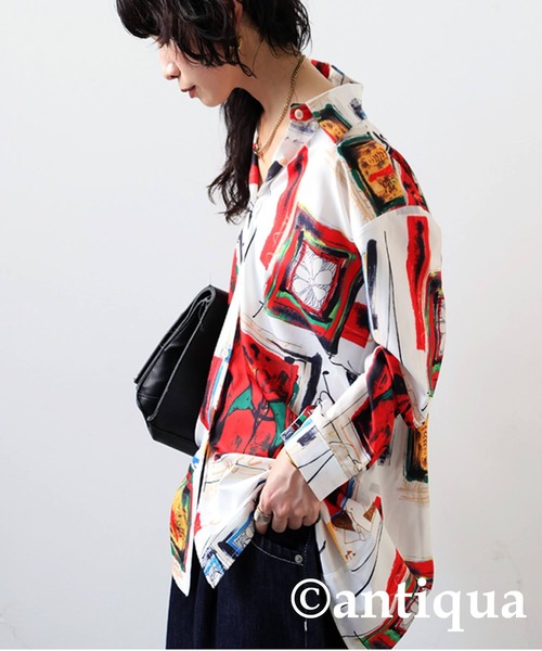 antiqua(アンティカ)の「アート柄 シャツ(シャツ/ブラウス・レディース・ホワイト系その他・ONESIZE)」の3枚目の写真