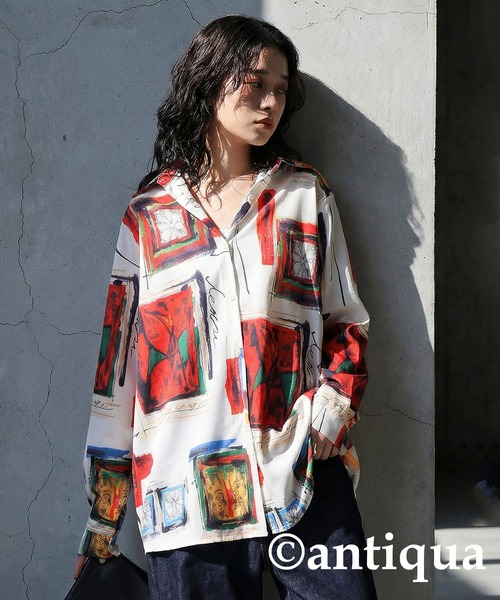 antiqua(アンティカ)の「アート柄 シャツ(シャツ/ブラウス・レディース・ホワイト系その他・ONESIZE)」の5枚目の写真