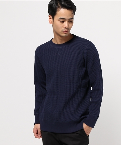 Abiding Aim(アバイディングエイム)の「【JEMORGAN】ビッグワッフル長袖クルーネック(Tシャツ/カットソー・メンズ・ネイビー/ホワイト/ブラック/カーキ/トップグレー・M/XL/L)」の1枚目の写真